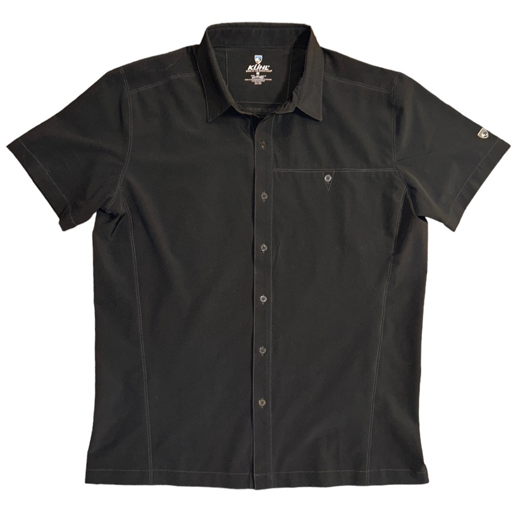 Kuhl Mens Renegade Short Sleeve Collar Button Up Performance Shirt Black Medium